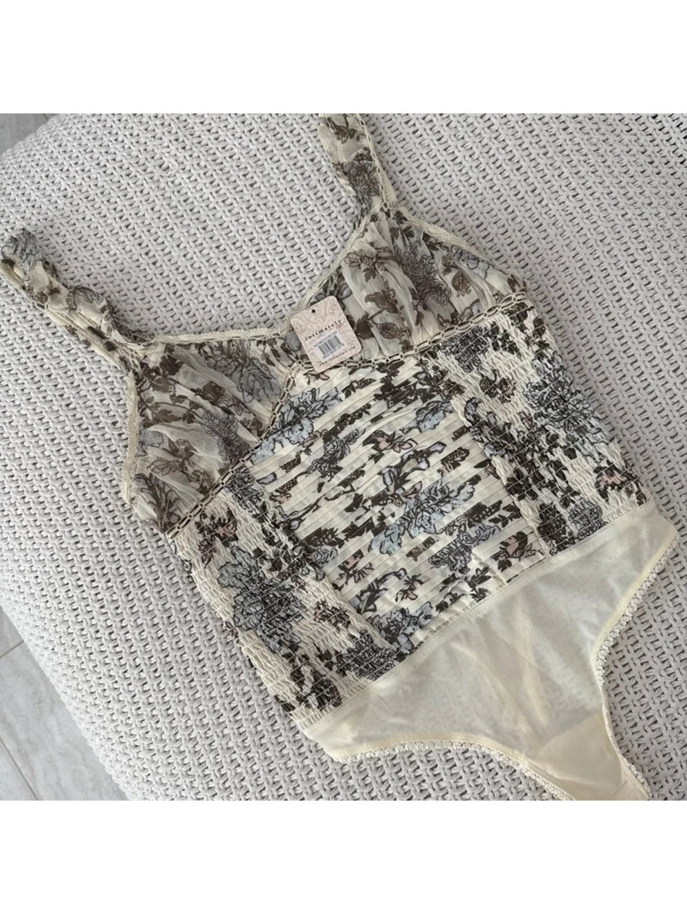 NWT Free People Weekend Plans Bodysuit Tea Combo xsmall